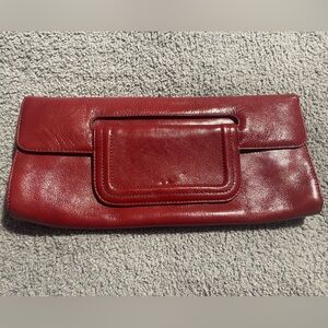 HOBO Large Red Leather Clutch